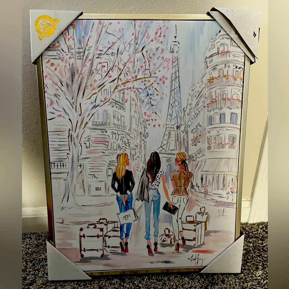 Colleen Karis designs wall art.  3 girls in Paris.  Brand new condition!